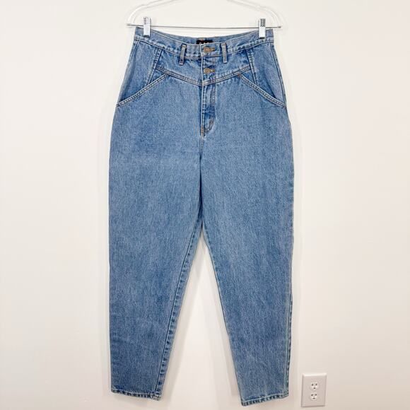 Vintage GAP Tapered Leg Mom Jeans Blue High Waist Rigid Casual Preppy Size 29 - Picture 1 of 10
